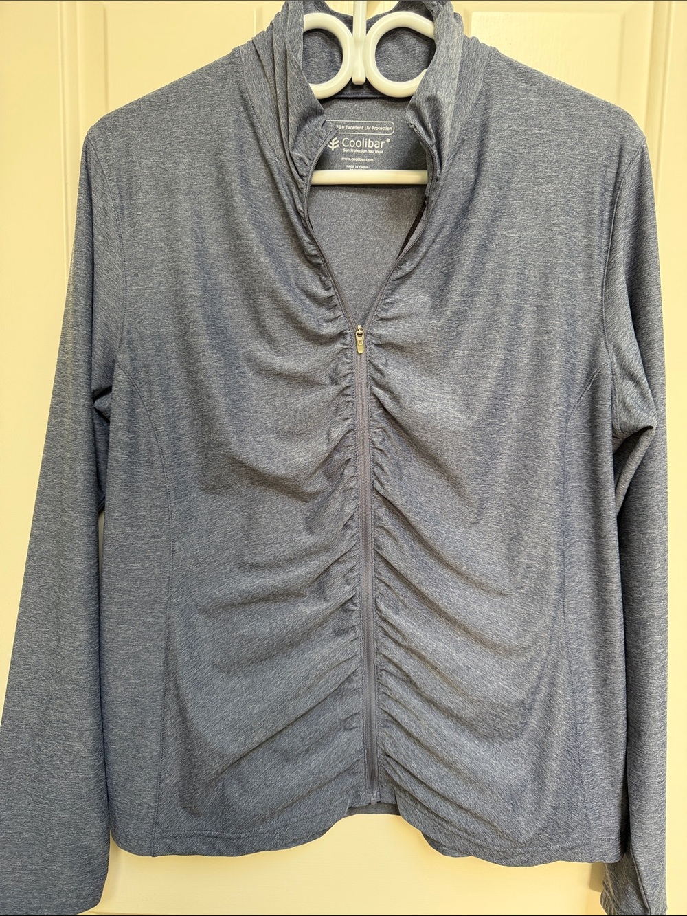 Coolibar sz XL Ruched Long Sleeve Zip UPF 50+ Sun Protection Wear UV Protection